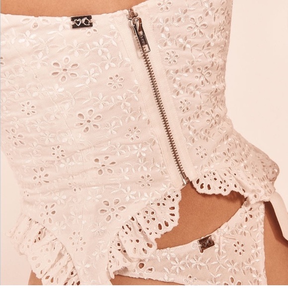 ✨ FOR LOVE AND LEMONS Sophie White Eyelet Bustier Corset Lingerie Top - Picture 4 of 16